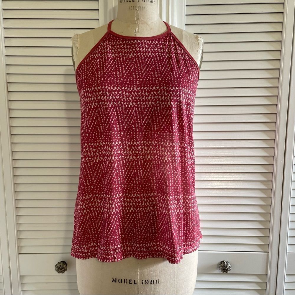 Prana Racerback Crimson Red & White Tank Top Sz-L